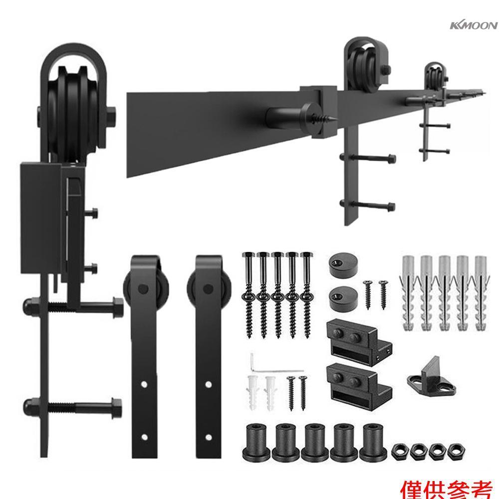 KKmoon J型穀倉門吊軌五金配件套裝滑動推拉門靜音軌道吊輪滑軌滑輪2.0米導軌滑輪