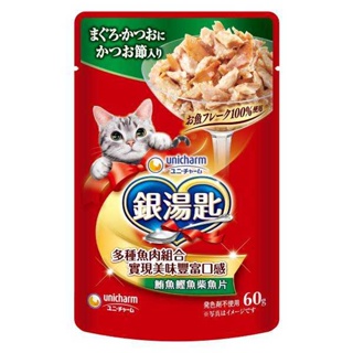 日本Unicharm Pet 銀湯匙餐包鮪魚＋鰹魚＋柴魚片X6