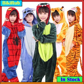 Kigurumi Dinosaur Stitch 皮卡丘蜘蛛俠熊貓長頸鹿連體衣兒童兒童動物連身衣女孩男孩睡衣