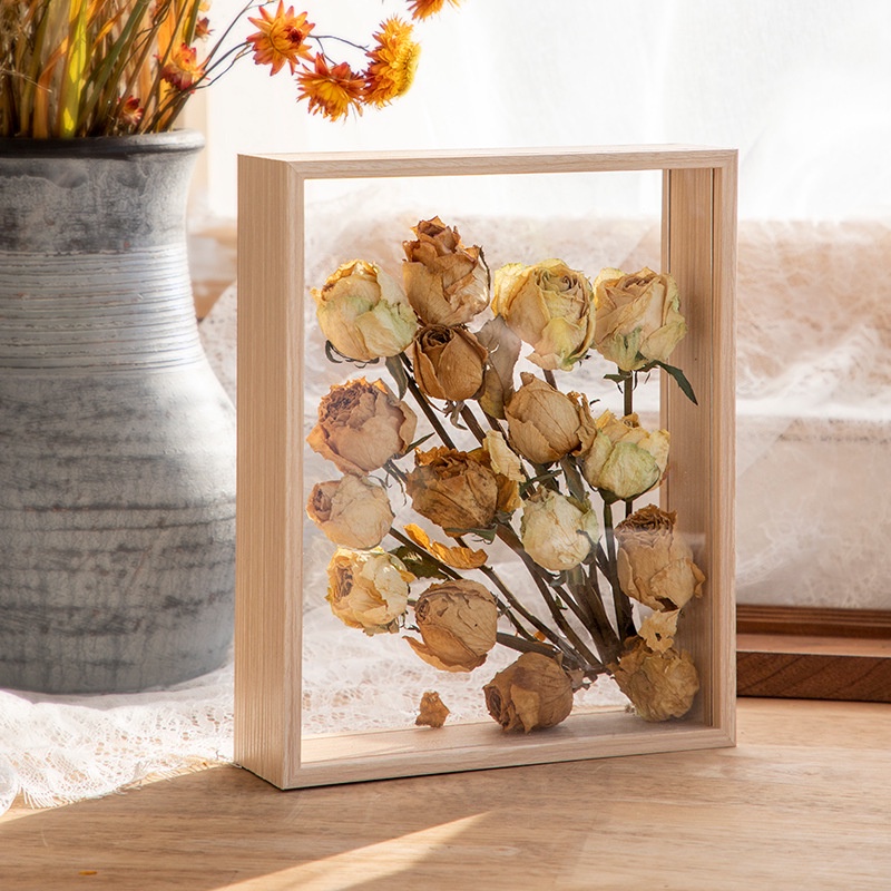 「Camellia」乾燥花相框 中空diy畫框 掛墻 立體標本框 裱畫框 收納裝花 花框擺台 木製相框 中空木質展示框