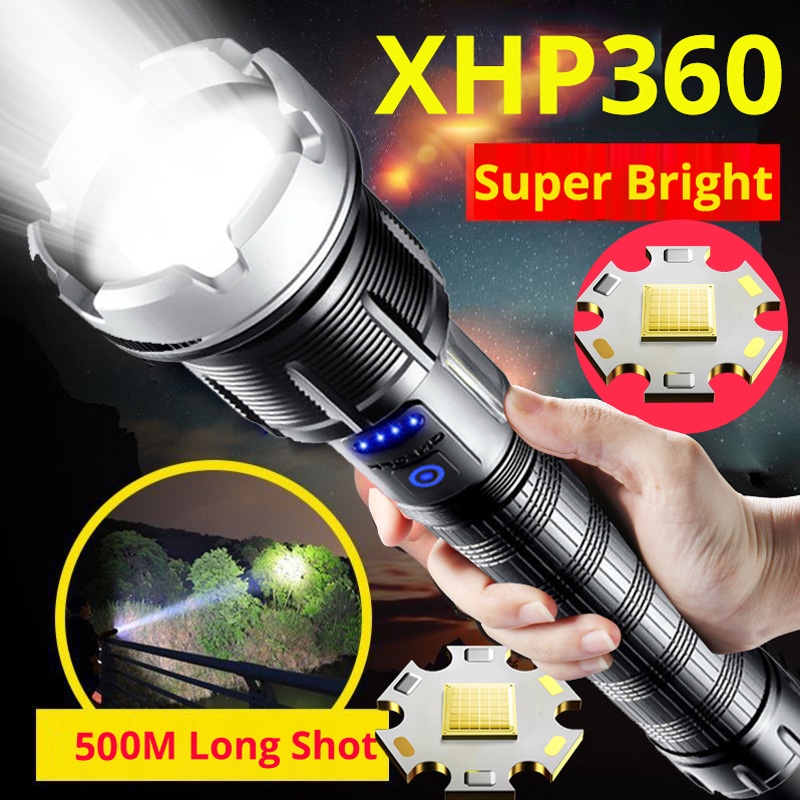 大功率xhp360 LED手電筒戶外COB燈防水手電筒變焦遠射