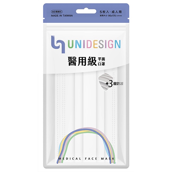 UNIDESIGN醫用級口罩5入-極致白