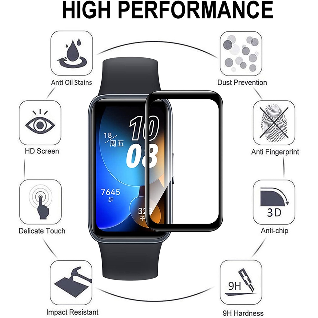 適用於華為手環 8 防刮屏幕保護膜保護膜智能手錶配件的 3D 曲面屏幕保護膜(1 件)