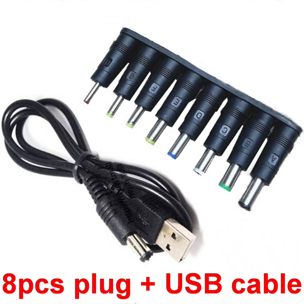 通用 USB 到 DC 電纜 5V 電源適配器線充電器插頭 5.5mm 2.1mm 桶形插孔 8 連接器轉換迷你小電器