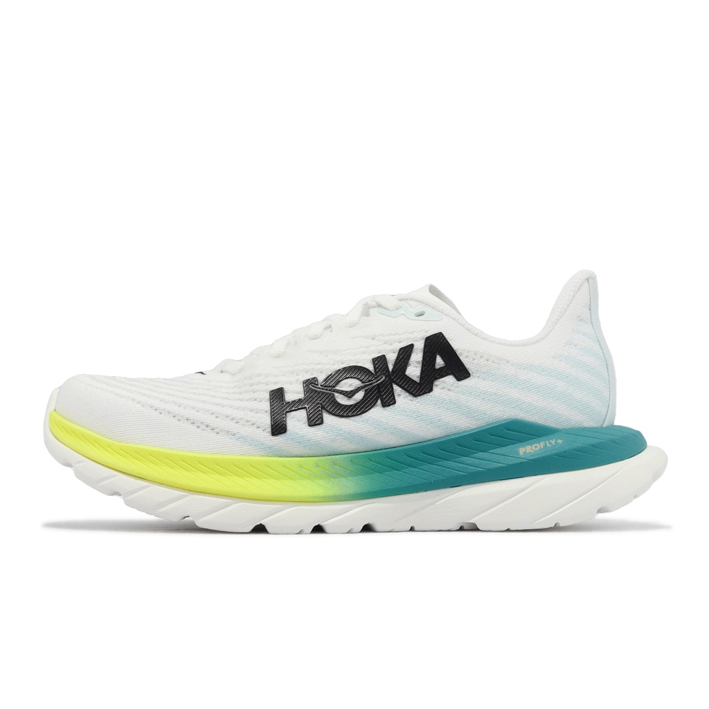 Hoka 慢跑鞋 Mach 5 D 長距離 路跑 緩震 白 青藍 寬楦 女鞋【ACS】 1136678WBGL