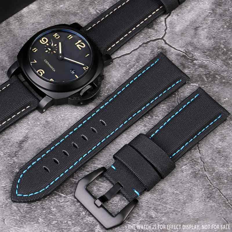 PANERAI 沛納海 PAM01661 尼龍紋理皮革錶帶|441 Marina 錶帶黑色藍色 22mm 24mm 26