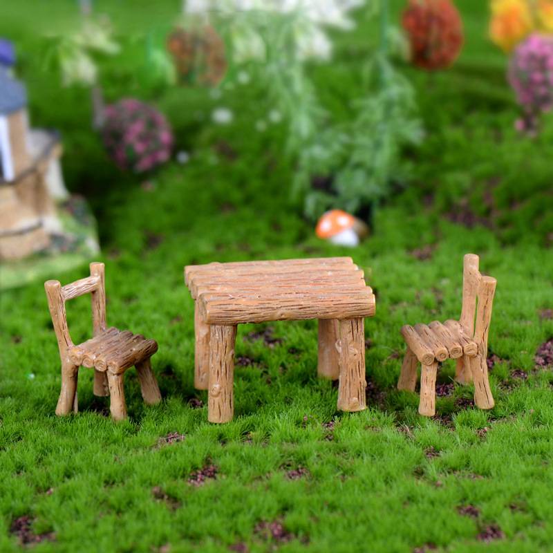 廉價微型景觀配件 - 花園桌椅模型、石蓮花、微型模型、水族館