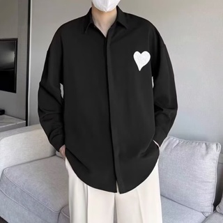 韓版男士潮流時尚休閒襯衫超大印花中性長袖襯衫
