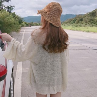 yyoyyo 均碼 寬鬆上衣 防曬外套 潮流 女生 休閒襯衫 港味復古chic風慵懶寬鬆薄款長袖針織衫夏季百搭