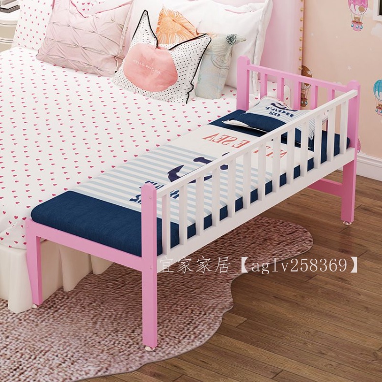 鐵兒童拼接床大床加寬床嬰兒床帶圍欄鐵藝烤漆單人床床邊床加寬床
