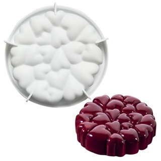 7寸心形圓盤慕斯蛋糕模具法式甜點慕斯矽膠模具巧克力果凍布丁皂模具diy烘焙工具