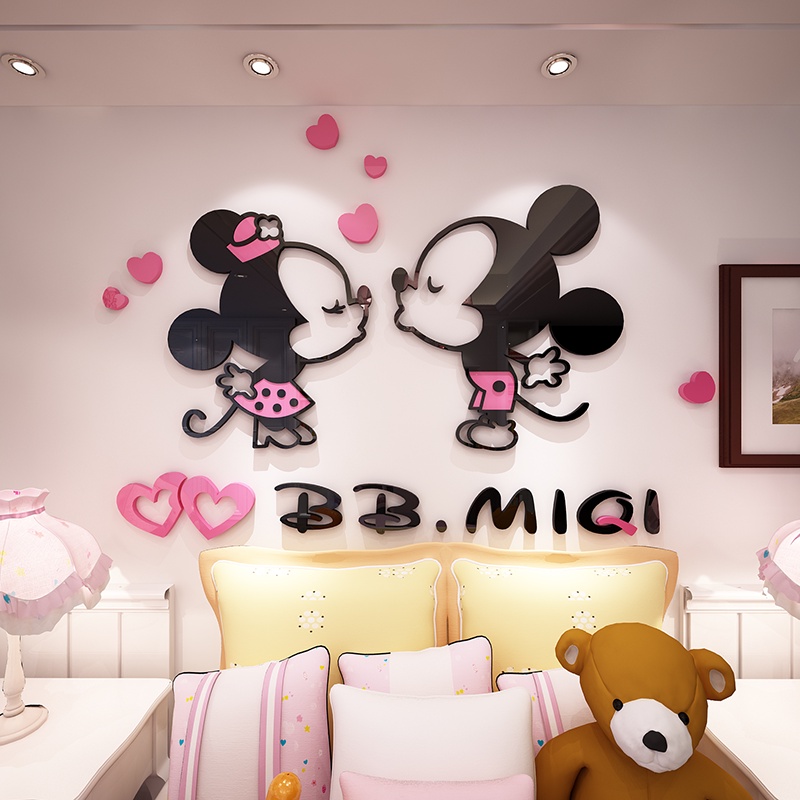 卡通米老鼠亞克力3d立體牆貼 兒童房間臥室背景牆面裝飾品 壁畫貼紙