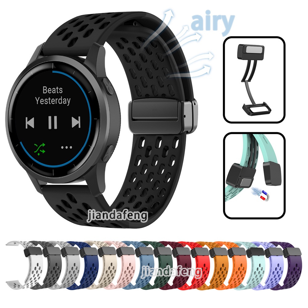 Garmin Vivoactive 4 智能手錶錶帶的孔通風錶帶 D 扣運動磁性錶帶軟矽膠錶帶