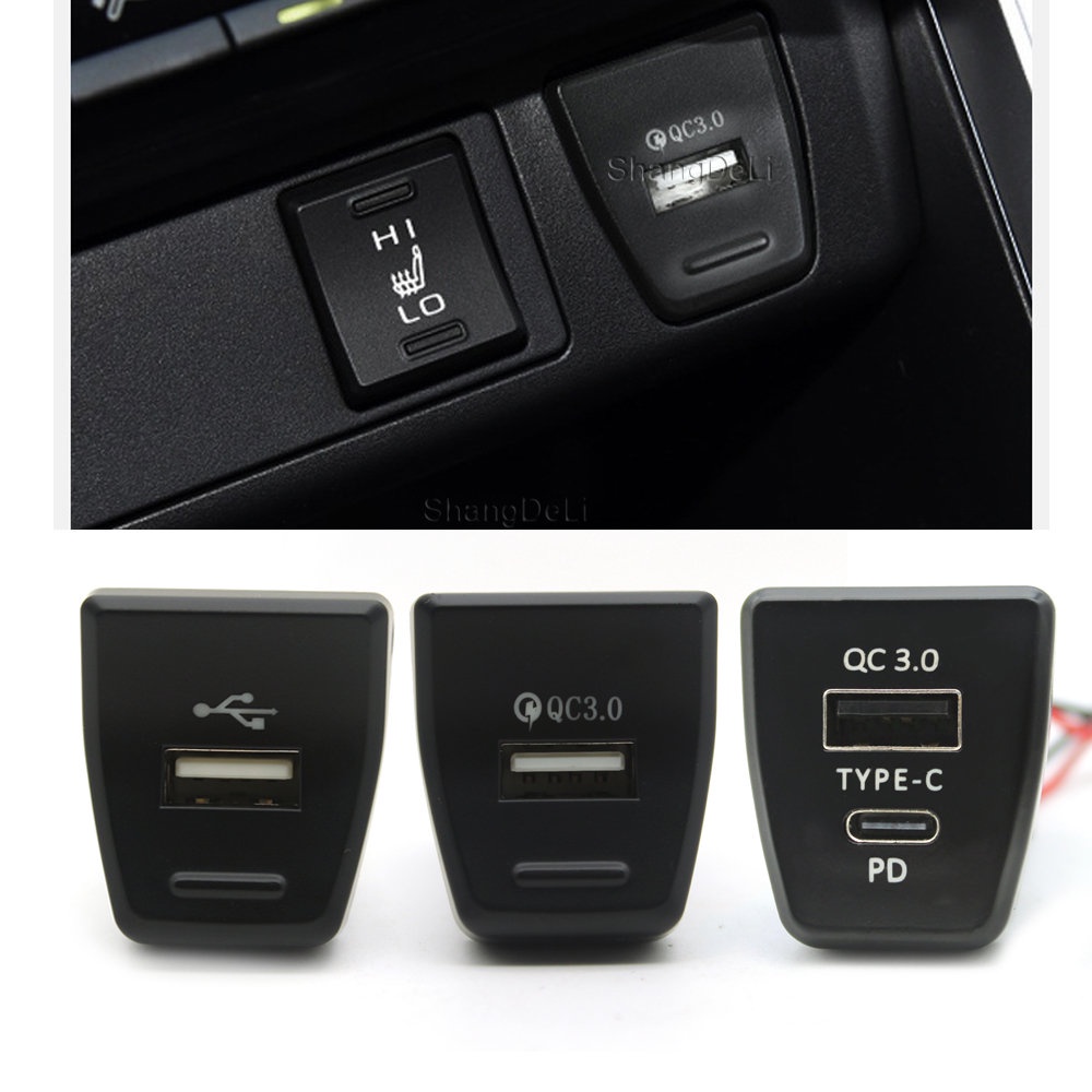 車載充電器 USB 接口插座內部 QC3.0 USB 快速充電器適用於豐田 Rav4 2019 2020 配件