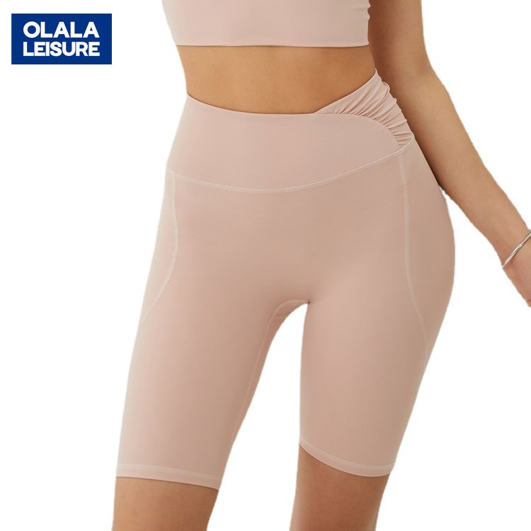 OLALA時尚新款五分褲涼感女健身提臀褲蜜桃臀跑步瑜伽服運動短褲夏外穿