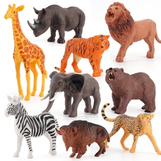 益智玩具 動物模型擺件 河馬獅子斑馬犀牛實心靜態模型