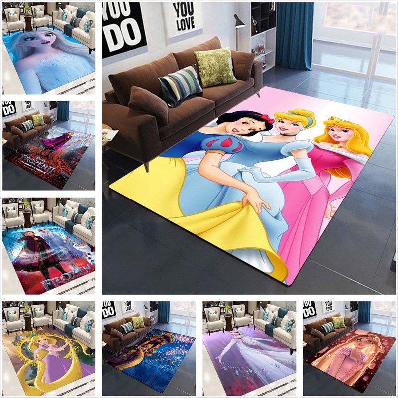 迪士尼卡通冰雪傳奇艾爾莎公主可愛地毯客廳沙發地毯辦公室臥室地墊吸水防滑可定制3
