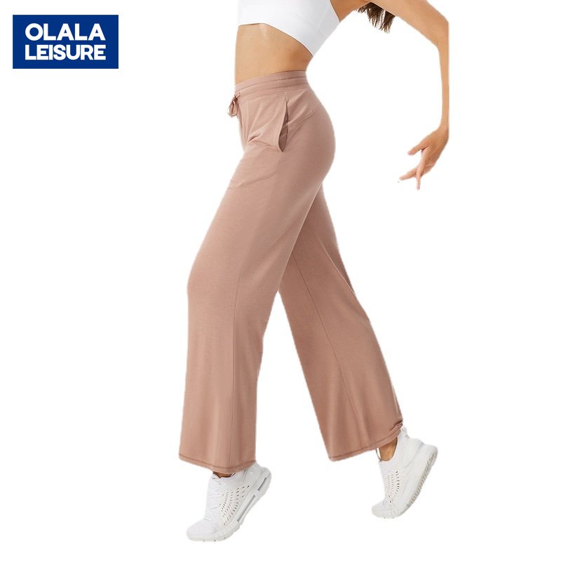 OLALA 女夏季莫代爾速乾高腰提臀健身寬褲垂墜感運動健身瑜伽長褲