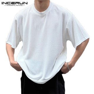 Incerun 網眼鏤空短袖上衣 T 恤