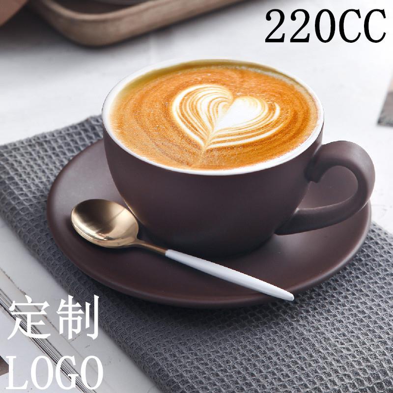 簡約 創意 拿鐵 拉花 咖啡杯 歐式 磨砂 陶瓷 咖啡杯 碟 套裝 LOGO 定制 220ml