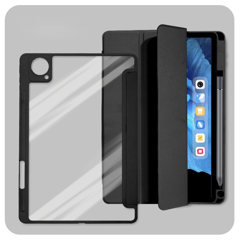 Vivo Pad2 12.1 英寸 iQOO Pad 2023 超薄薄透明硬 PC 防震保護套帶筆筒三折透明皮套