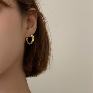 🌟Anya- 不規則鏤空金屬愛心耳環 設計感小眾復古個性簡約百搭耳環耳飾