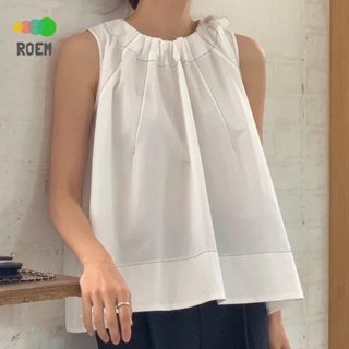 ROVE[輕奢高級]韓國chic夏季減齡復古氣質明線設計蝴蝶結肩帶寬鬆百搭無袖襯衫女