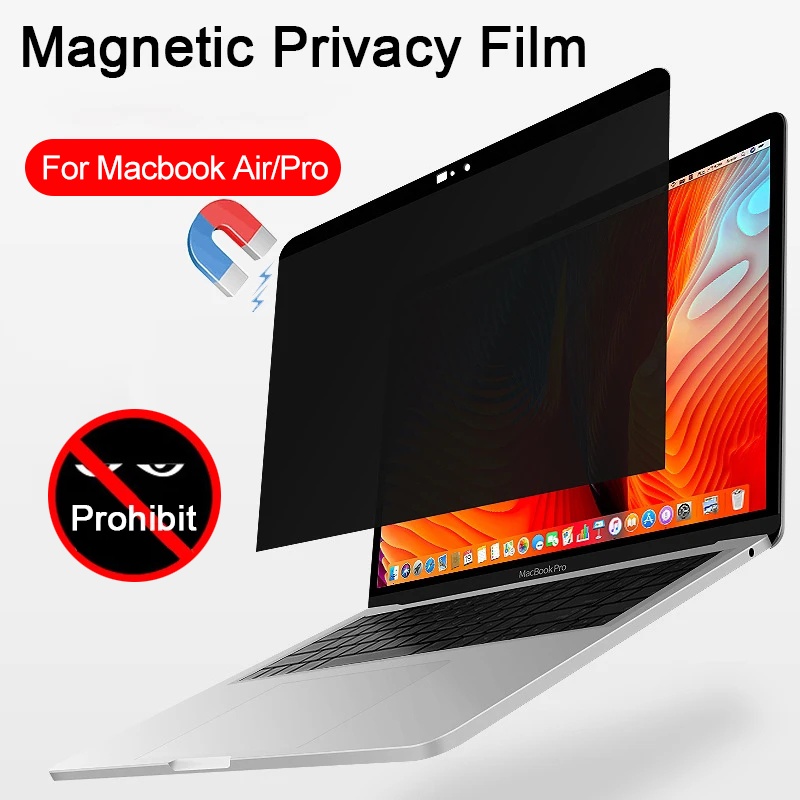 適用於 Macbook Air 13 15 M1 M2 2022 2023 Pro 14 16 12 屏幕保護膜的磁性隱
