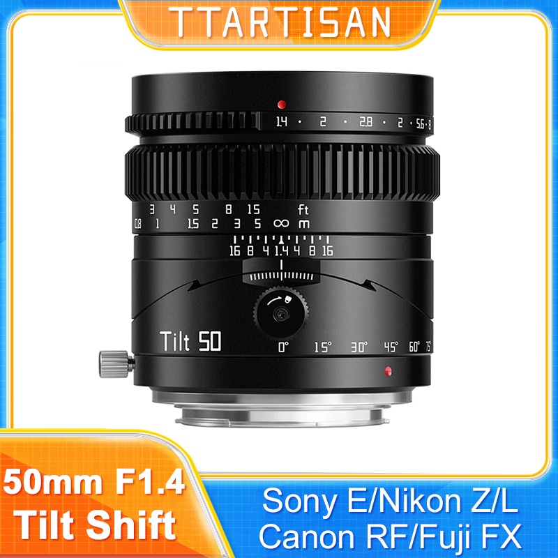 Ttartisan Tilt 50mm F1.4 大光圈全畫幅鏡頭手動對焦適用於索尼 E 佳能 RF 尼康 Z 富士 X