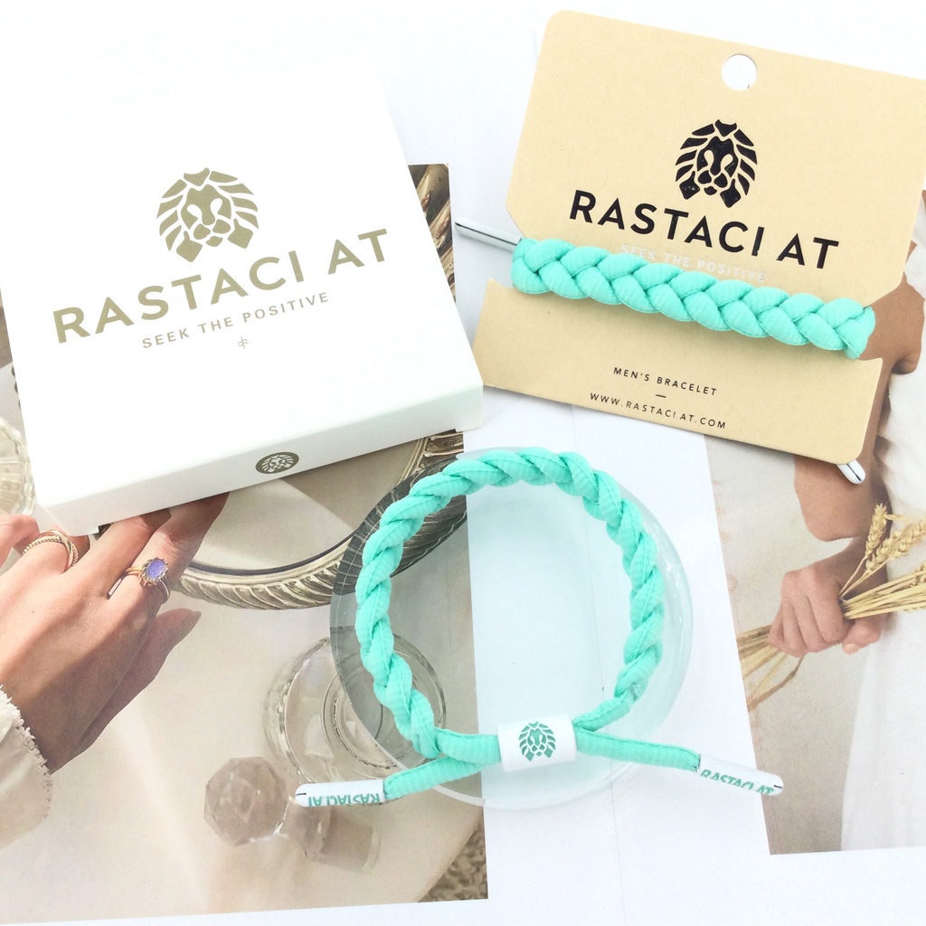 RASTAClAT 綠色白色搭扣帶高級盒手工編織夏季配套包裹友誼編織手鍊女士男士長度可調節經典禮物