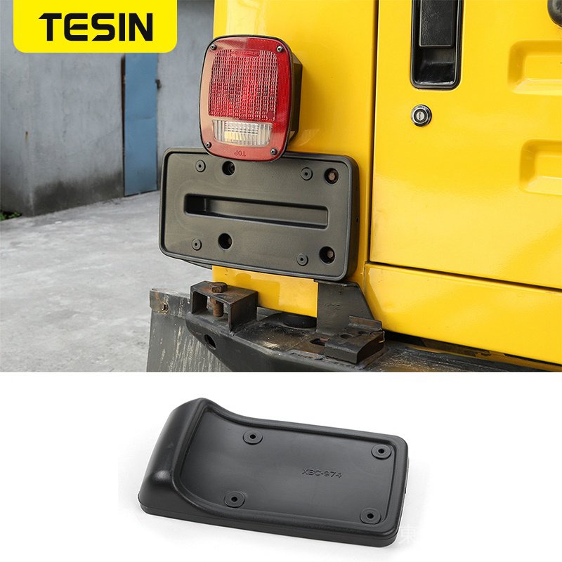 Tesin 車牌架安裝支架黑色塑料適用於吉普牧馬人 TJ 1997-2006 ABS 車牌支架汽車配件