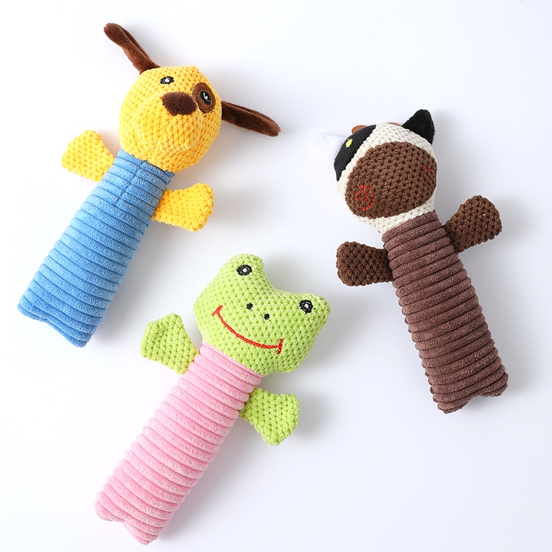 【PetBaby寵物精靈】毛絨發聲玉米粒絨木偶造型毛絨寵物玩具互動狗玩具