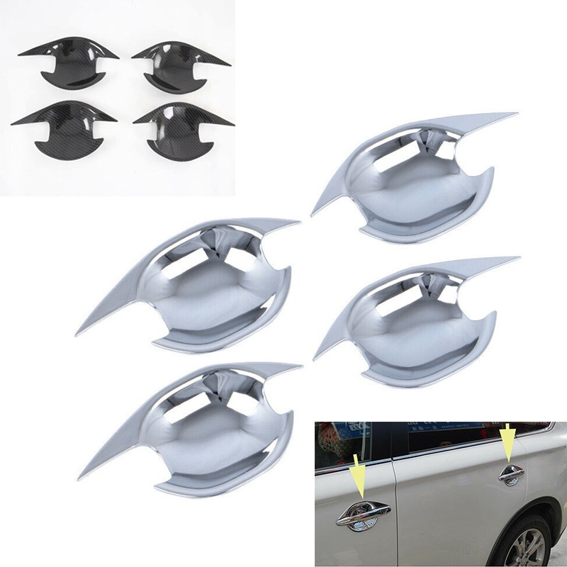 MITSUBISHI 4 件裝汽車外門把手碗蓋裝飾件適用於三菱歐藍德 13-17 保護外部裝飾貼紙配件