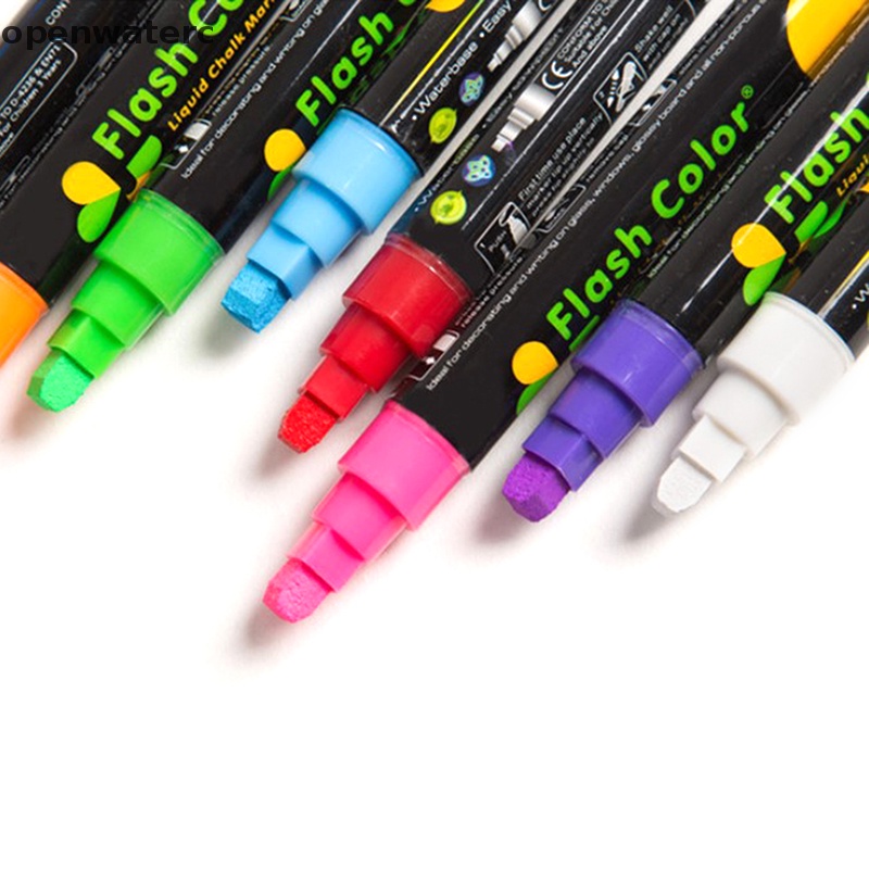 Openwaterc 熒光板專用筆、記號筆閃光彩色筆流行筆夜光黑板筆水性可擦高筆 vn