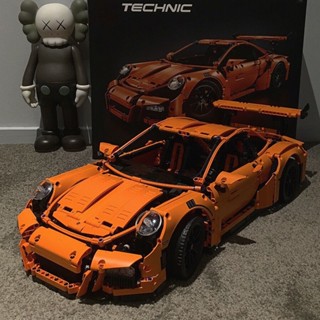 Porsche 911GT3保時捷 橙色拼裝模型車 積木玩具跑車賽車 1:1復刻 臺灣現貨 男生禮物 收藏擺件
