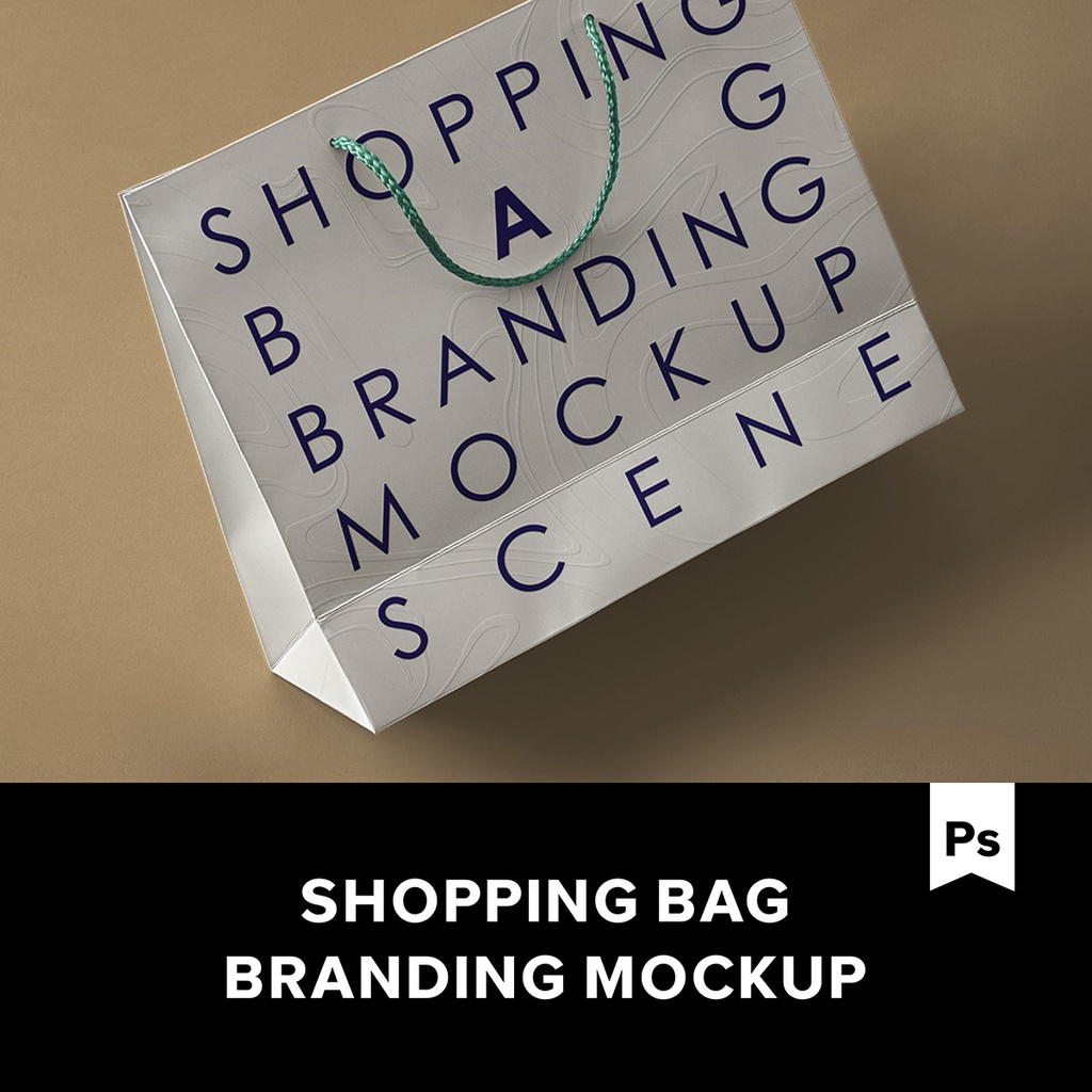 1款購物袋紙袋拎袋包裝設計效果展示Ps貼圖樣機素材
