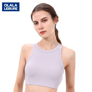 OLALA新款高強度防震跑步跳操健身瑜伽服上衣內衣背心羅紋圓領運動內衣女士