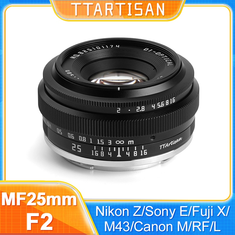 尼康 索尼 國際牌 Ttartisan 25mm F2 MF 無反光鏡相機鏡頭適用於佳能 EF M RF Nikon Z