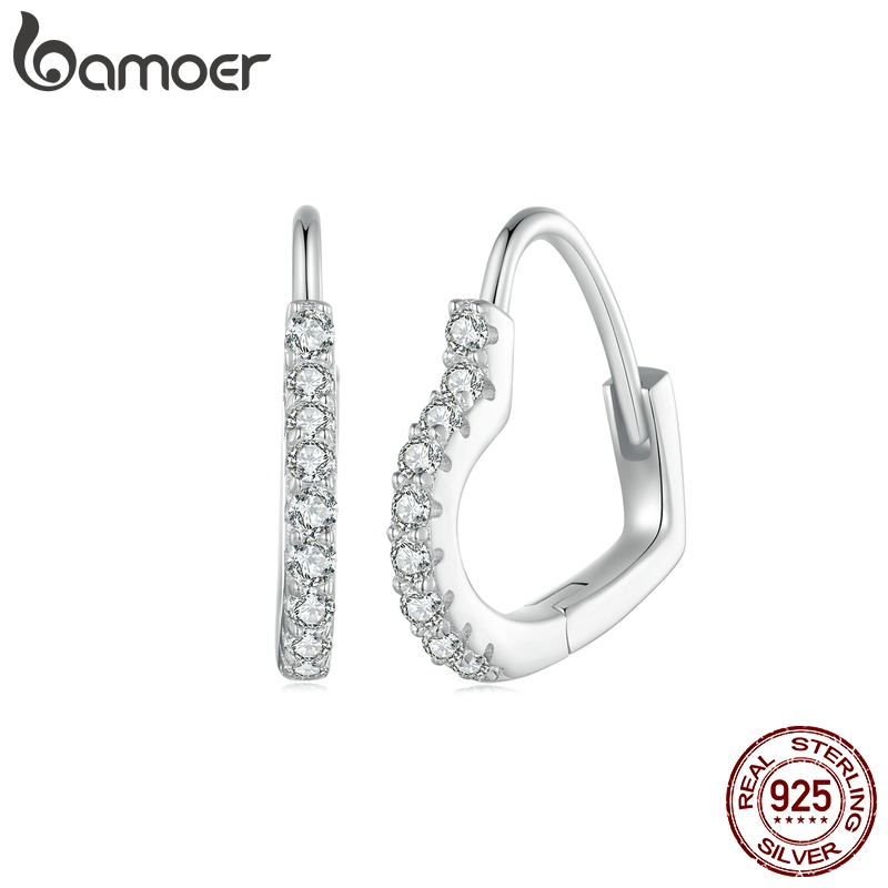 Bamoer 銀 925 心形莫桑石耳環 D 色 VVS1 時尚首飾女士禮物 MSE035