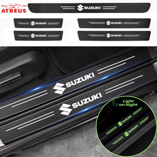 SUZUKI 鈴木夜光碳纖維車門貼紙保護貼汽車門檻條貼紙防刮適用於鈴木 ERTIGA XL7 Swift SX4 S-c