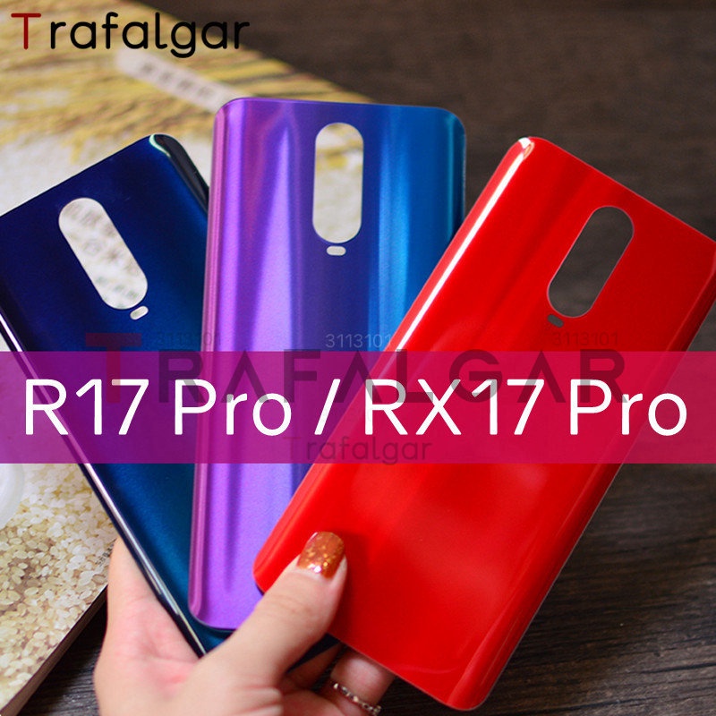 透明玻璃後蓋適用於 OPPO R17 Pro RX17 Pro 電池蓋後殼門板帶相機鏡頭更換+貼紙 CPH1877