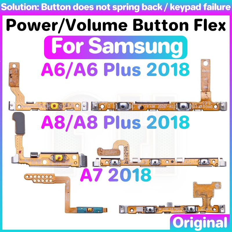 SAMSUNG 電源音量按鈕柔性適用於三星 Galaxy A6 A8 A7 PLUS 2018 開關 ON OFF 鍵靜