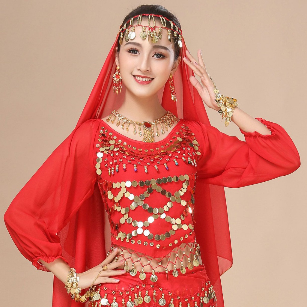 印度舞蹈錶演出服女裝成人民族舞秧歌舞新疆舞肚皮舞長袖衣服上衣