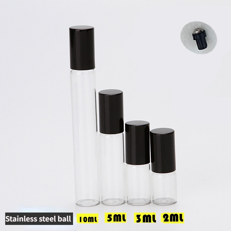1ml 2ml 3ml 3ml 5ml 10ml 玻璃透明香水滾瓶樣品測試精油瓶帶滾珠化妝品容器