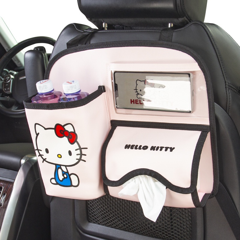 Hello Kitty 卡通汽車椅背置物袋 可愛紙巾盒收納袋 車用整理收納盒 車用多功能掛袋