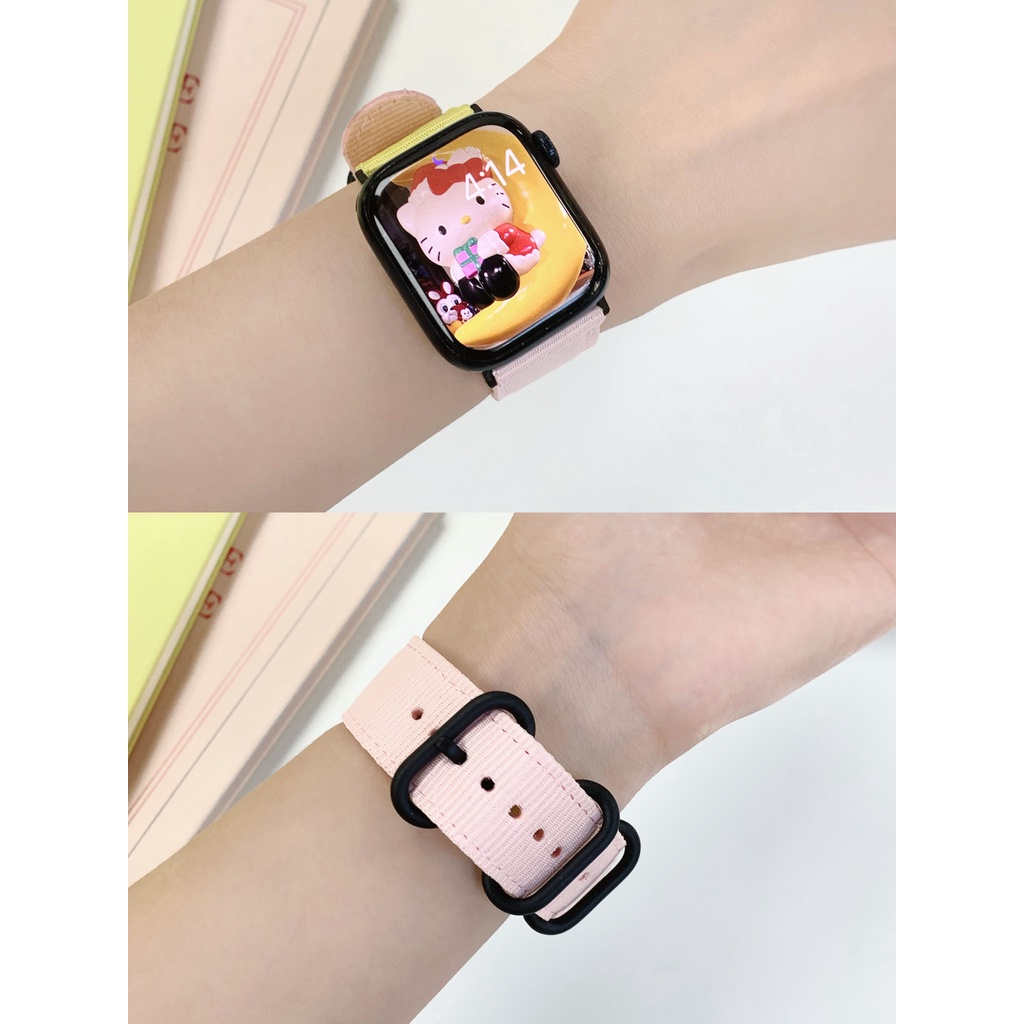 拼色帆布尼龍錶帶 適用於 Apple Watch S8/Ultra/7/6/se2/4 蘋果智能手錶配件
