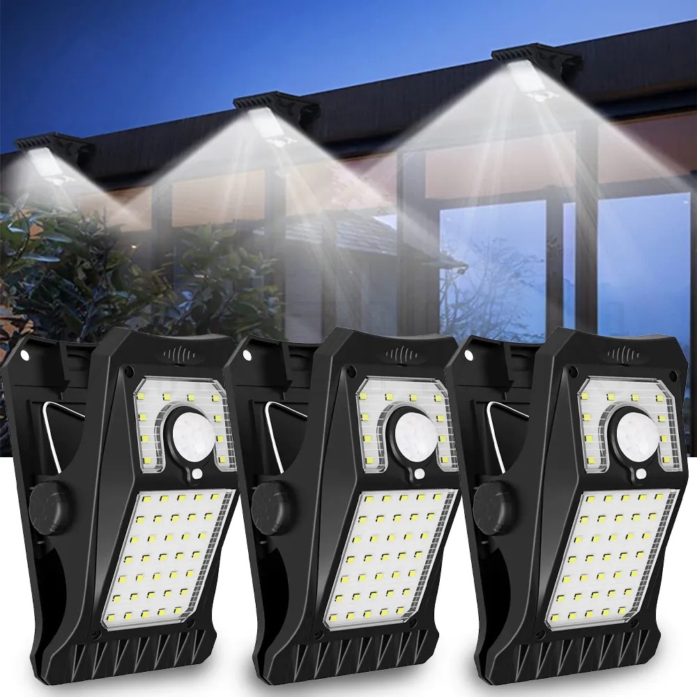 3 種模式運動感應燈 / 45 個 LED 太陽能夾燈 / 戶外露營夾式安全燈 / 庭院圍欄車庫壁燈 / IP68 防水