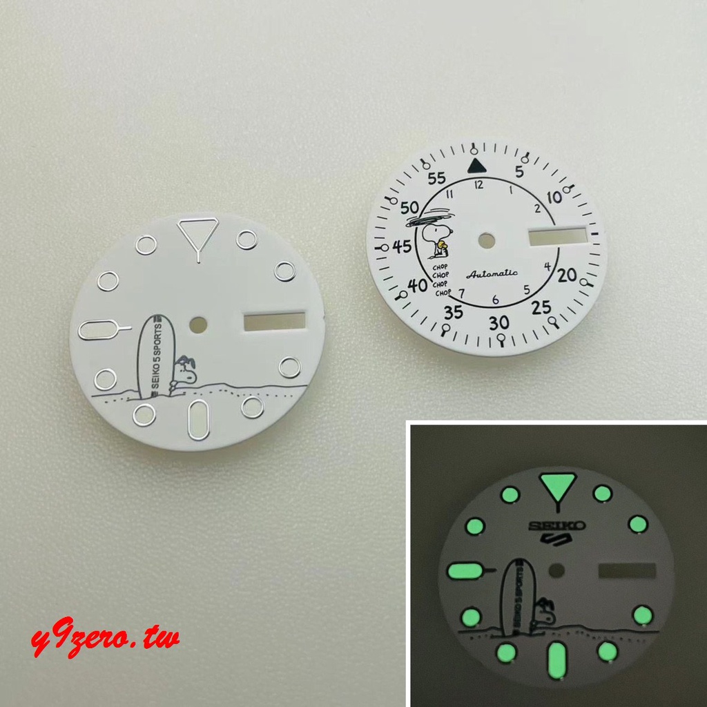 現貨【表配供貨商】新款NH36錶盤直徑28.5mm 綠夜光卡通小狗機械錶NH36a字面手錶配件