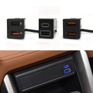 汽車雙 USB C PD 埠 QC3.0 右孔位置 12V 點煙器插座快速充電器用於豐田 RAV4 野蘭達