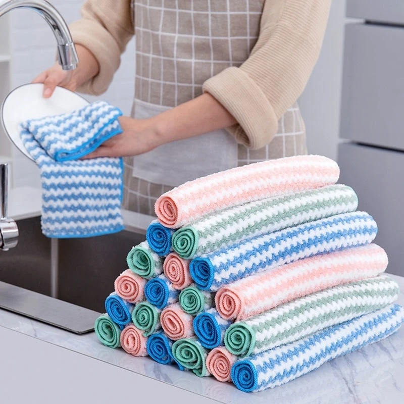 【精選】雙層珊瑚絨清潔濕巾家用洗碗巾不粘油廚房防油抹布高效珊瑚絨抹布清潔布